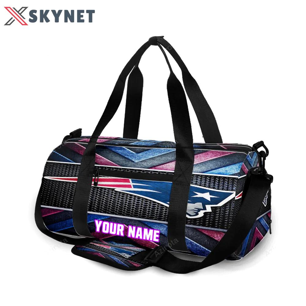 New england patriots metal blue red personalized name travel bag gym bag 1875 Travel Bag