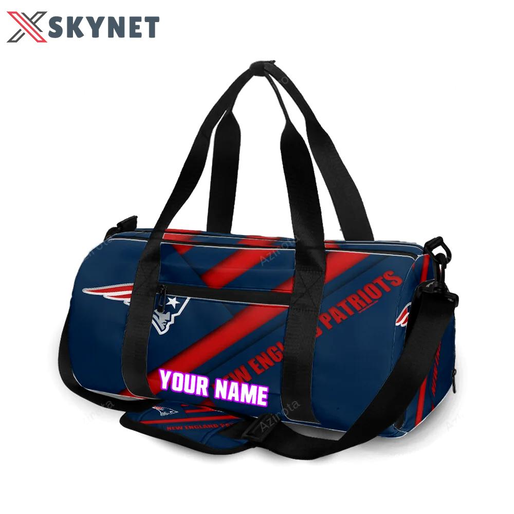 New england patriots red blue2 personalized name travel bag gym bag 895 Travel Bag