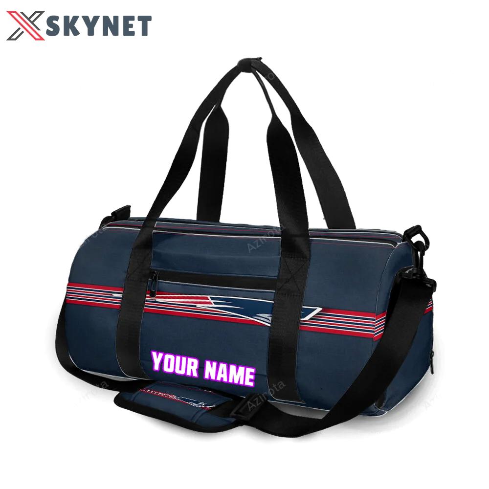 New england patriots red line navy personalized name travel bag gym bag 1347 Travel Bag