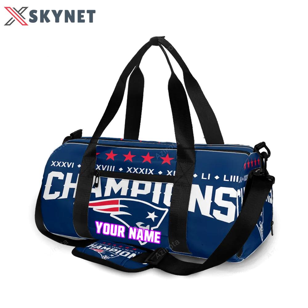 New england patriots stars champions personalized name travel bag gym bag 855 Travel Bag