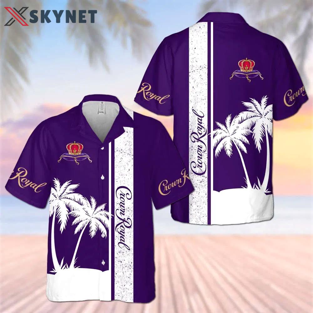 New summer crown royal palm tree pattern hawaiian shirt Hawaii Shirt