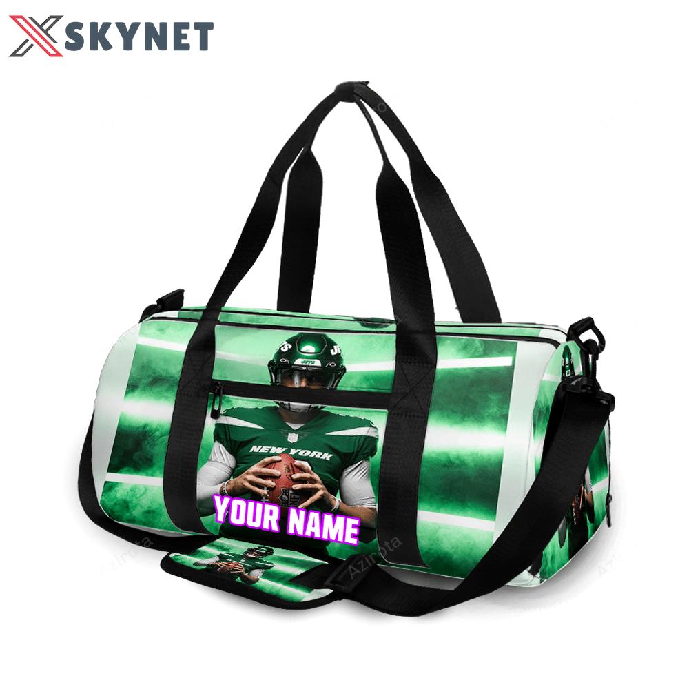New york jets 02 zach wilson v48 personalized name travel bag gym bag 1103 Travel Bag