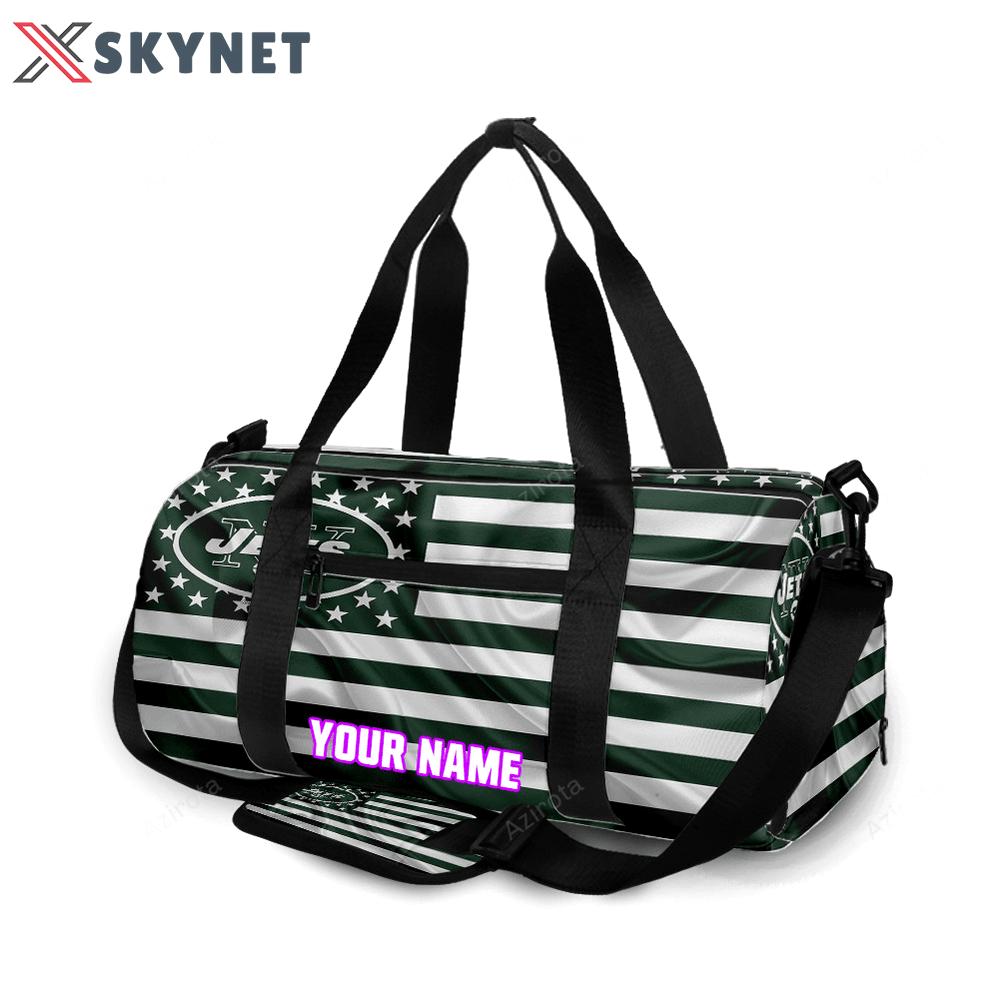 New york jets american flag v19 personalized name travel bag gym bag 1854 Travel Bag