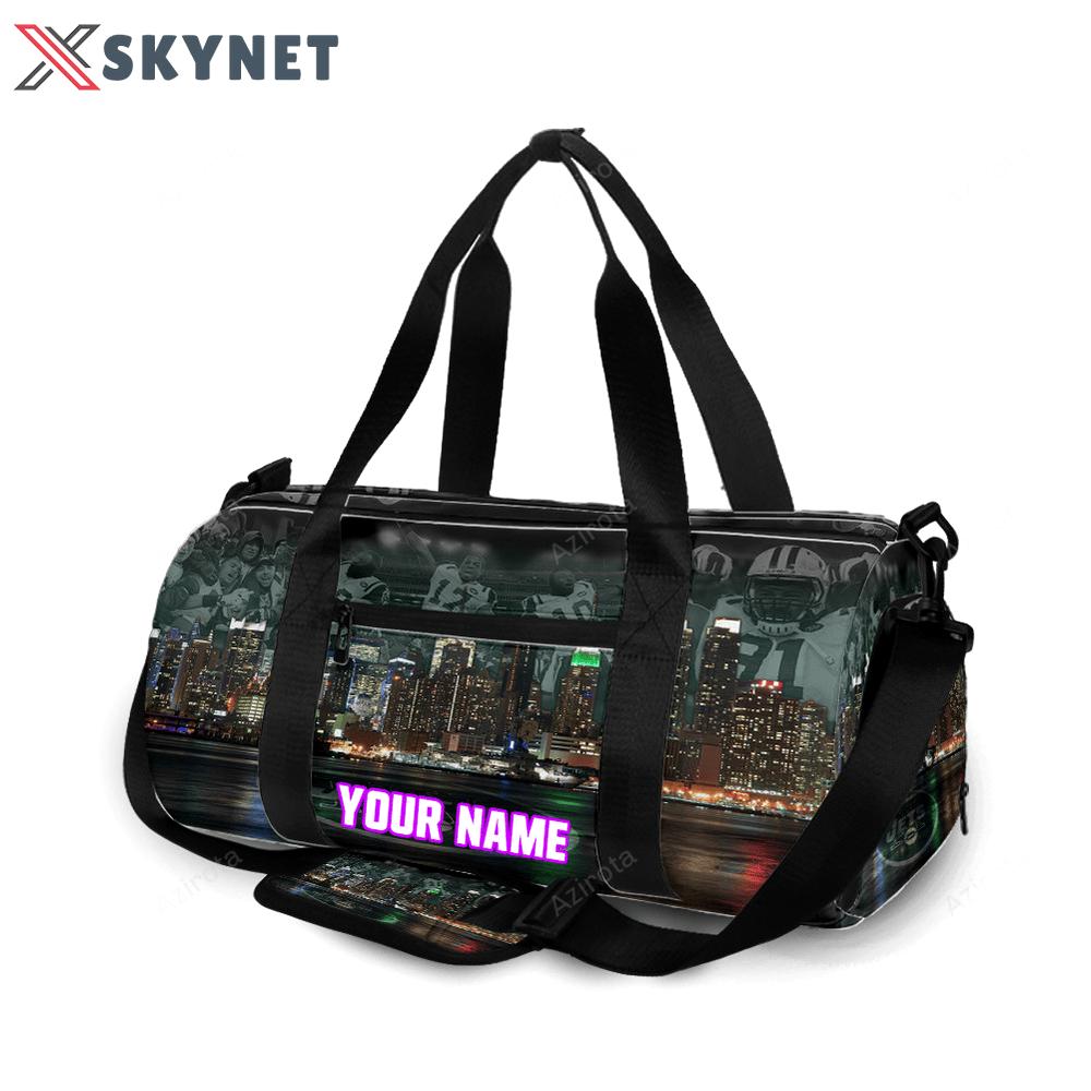New york jets city night v25 personalized name travel bag gym bag 1058 Travel Bag