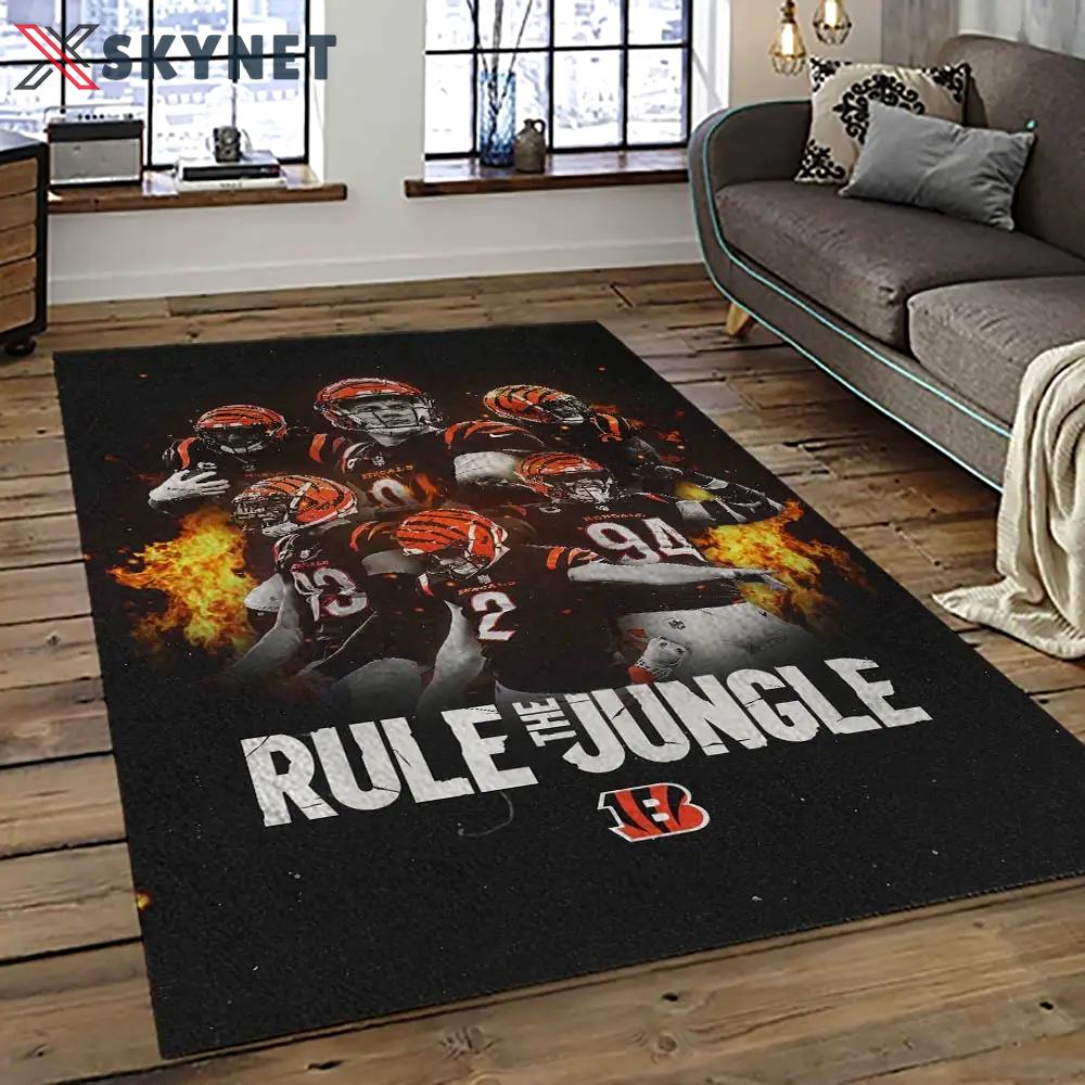 Nfl cincinnati bengals football team logo sport carpet area rug who dey nation gift for friends cnns21 Rectangle Rug
