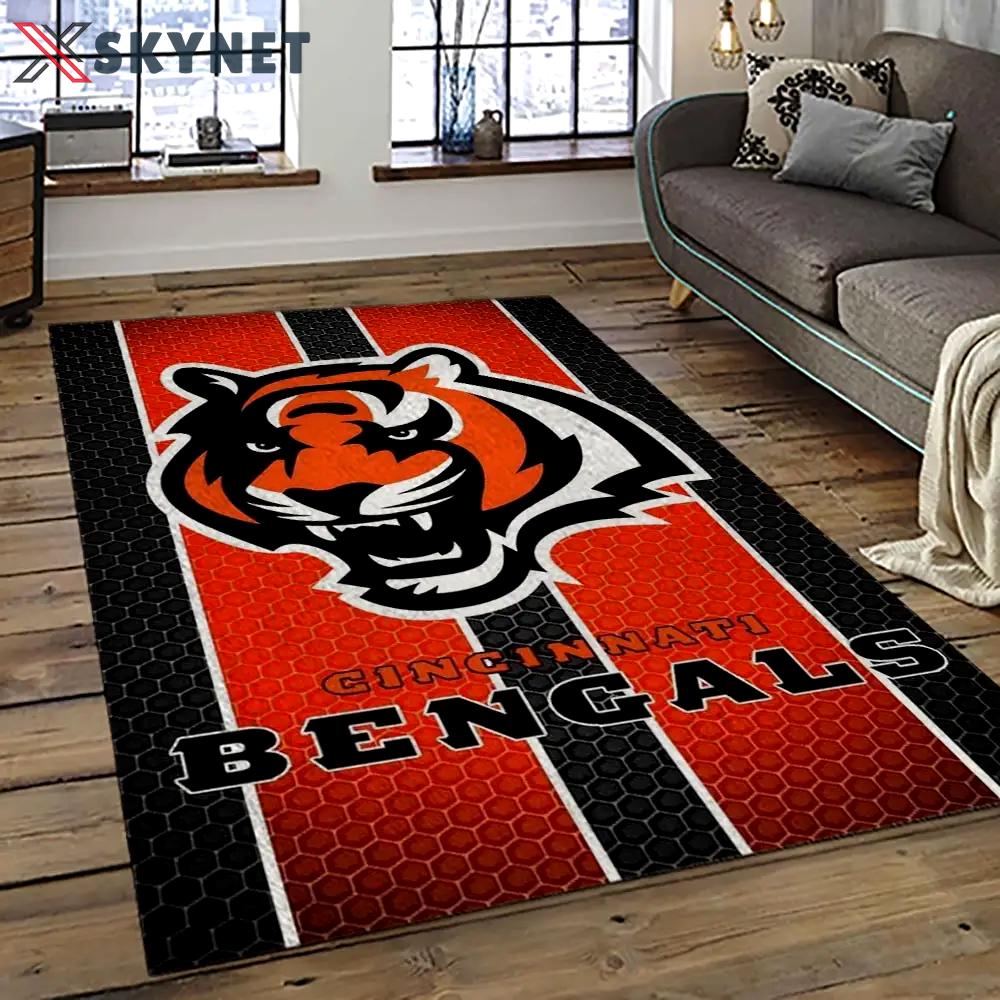 Nfl cincinnati bengals football team logo sport carpet area rug who dey nation gift for friends cnns71 Rectangle Rug