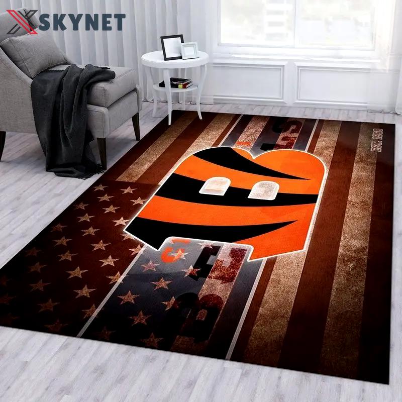 Nfl cincinnati bengals team area rug living room carpet home rug 14 Rectangle Rug