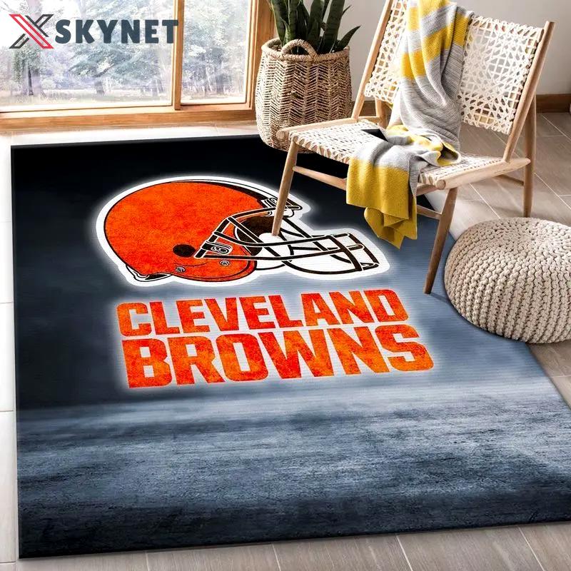 Nfl cleveland browns area rug football rug carpet floor decor home decor 11 Rectangle Rug