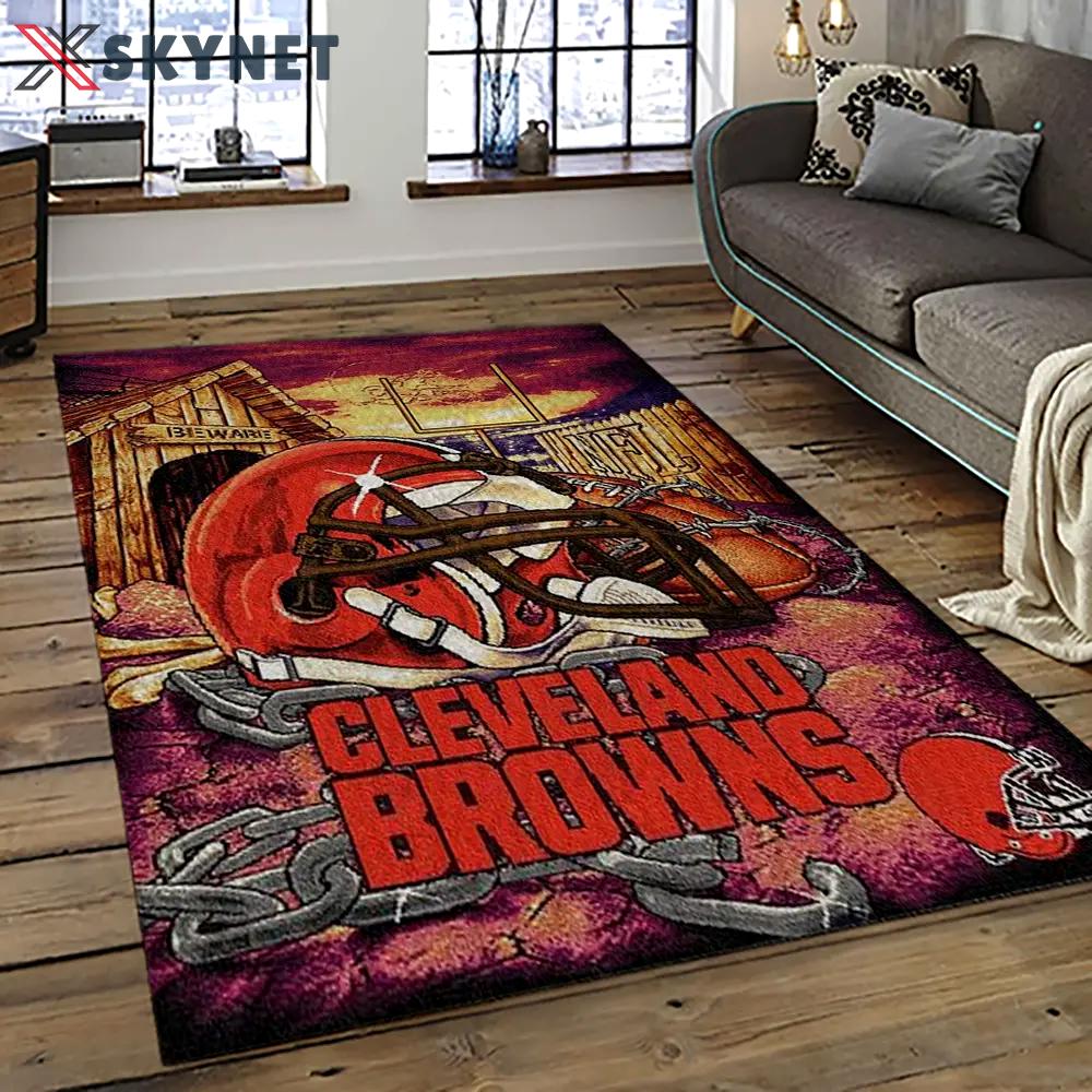 Nfl cleveland browns football team logo sport carpet rectangle area rug for living room cb06 Rectangle Rug