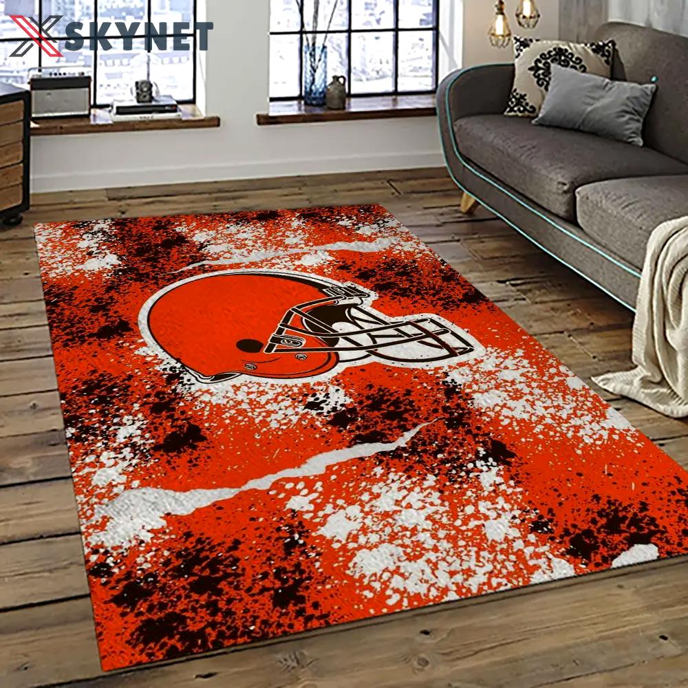 Nfl cleveland browns football team logo sport carpet rectangle area rug for living room cb16 Rectangle Rug