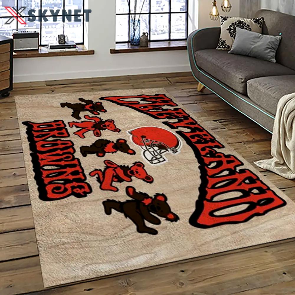 Nfl cleveland browns football team logo sport carpet rectangle area rug for living room cb29 Rectangle Rug