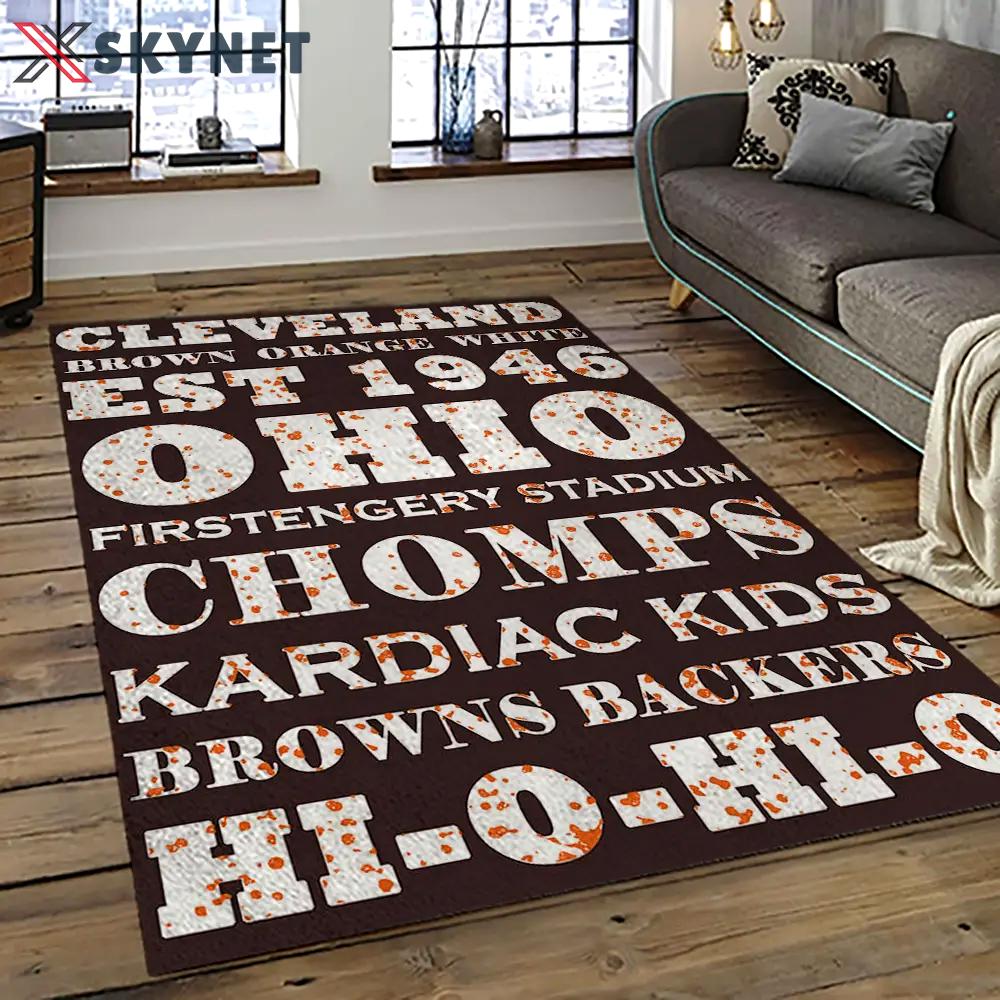 Nfl cleveland browns football team logo sport carpet rectangle area rug for living room cb52 Rectangle Rug