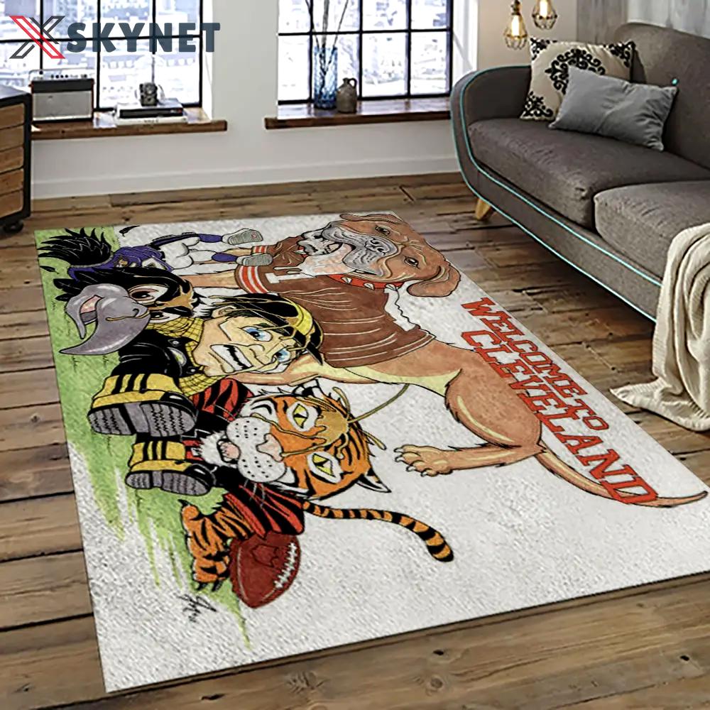 Nfl cleveland browns football team logo sport carpet rectangle area rug for living room cb60 Rectangle Rug