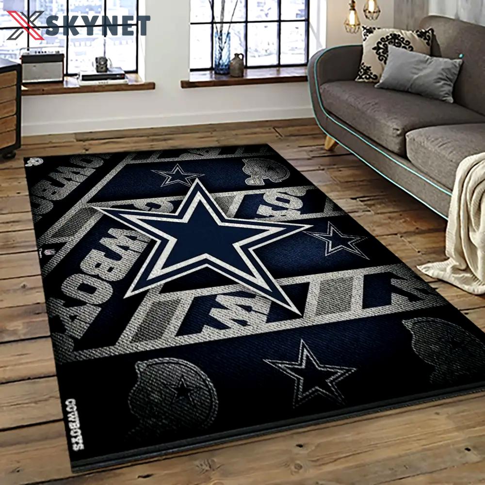 Nfl dallas cowboy football team logo sport carpet rectangle area rug for living room dc44 Rectangle Rug