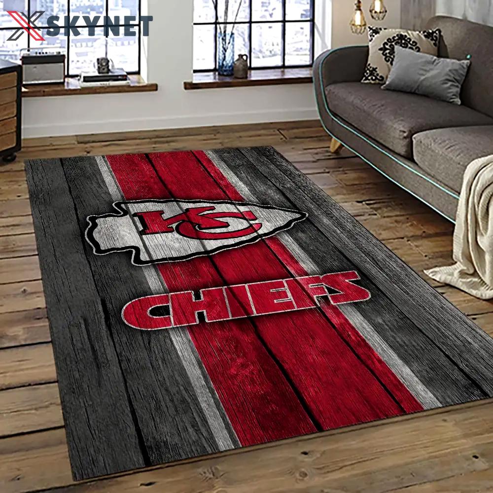 Nfl kansas city chiefs football team logo sport carpet area rug home decor best gift for friends kscc74 Rectangle Rug