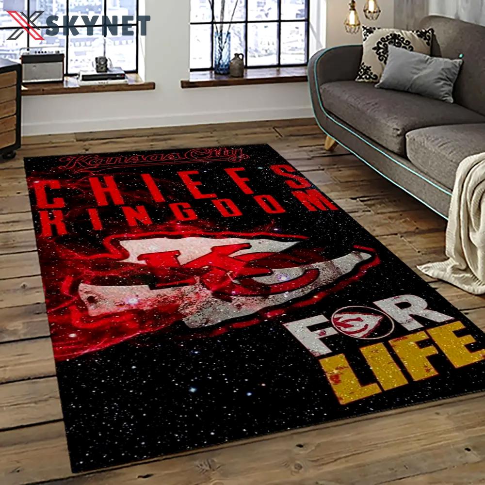 Nfl kansas city chiefs football team logo sport carpet rectangle area rug for living room kcc66 Rectangle Rug