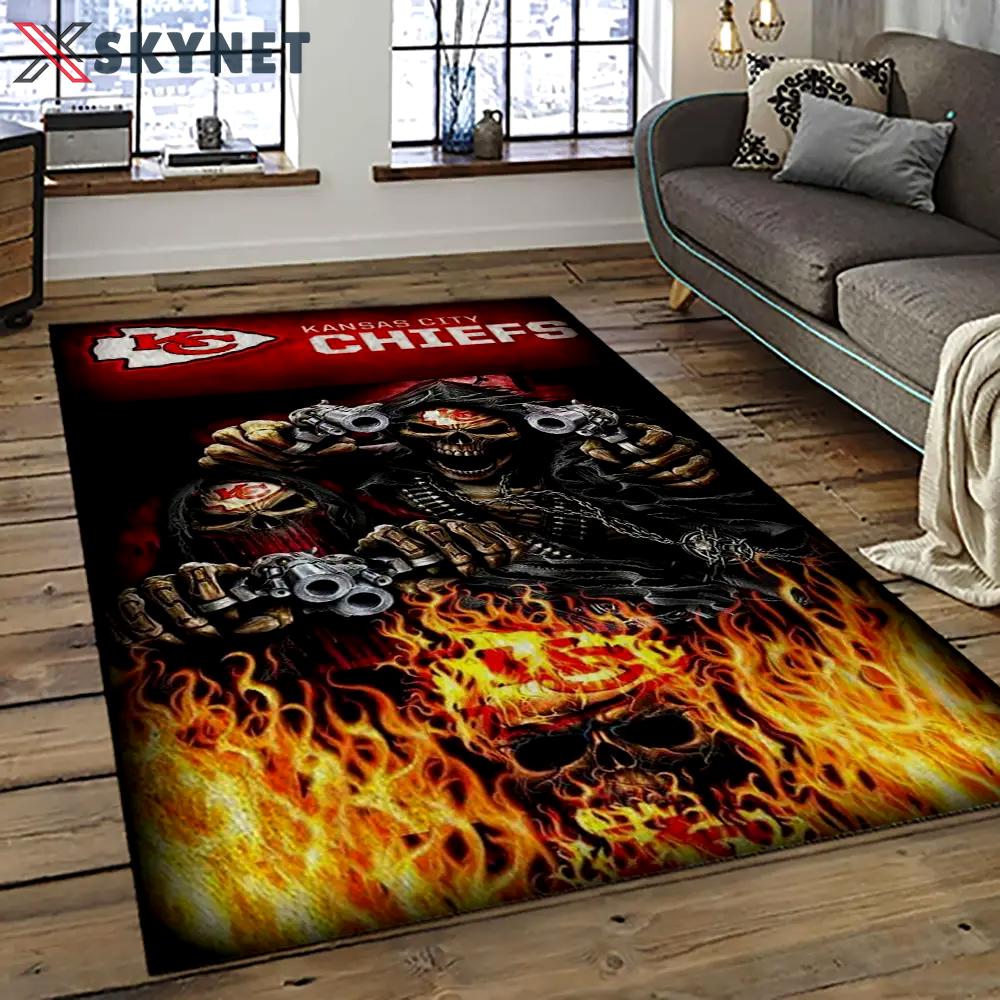 Nfl kansas city chiefs football team logo sport carpet rectangle area rug for living room kcc67 Rectangle Rug