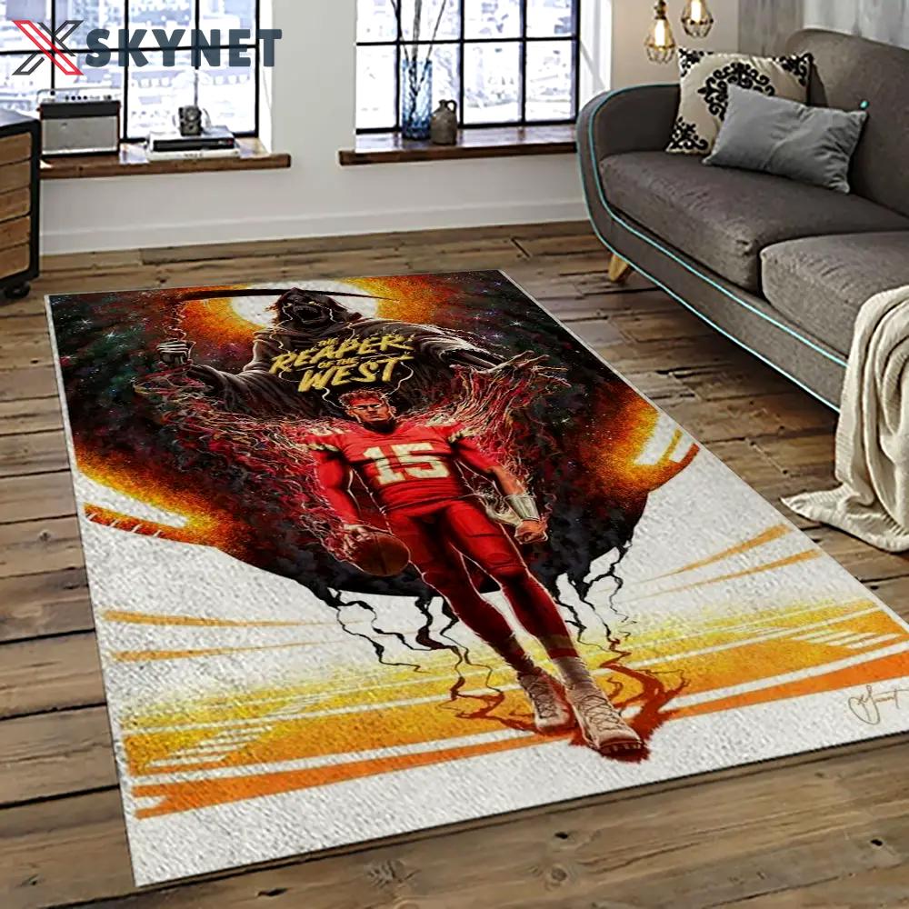Nfl kansas city chiefs football team logo sport carpet rectangle area rug for living room kcc72 Rectangle Rug