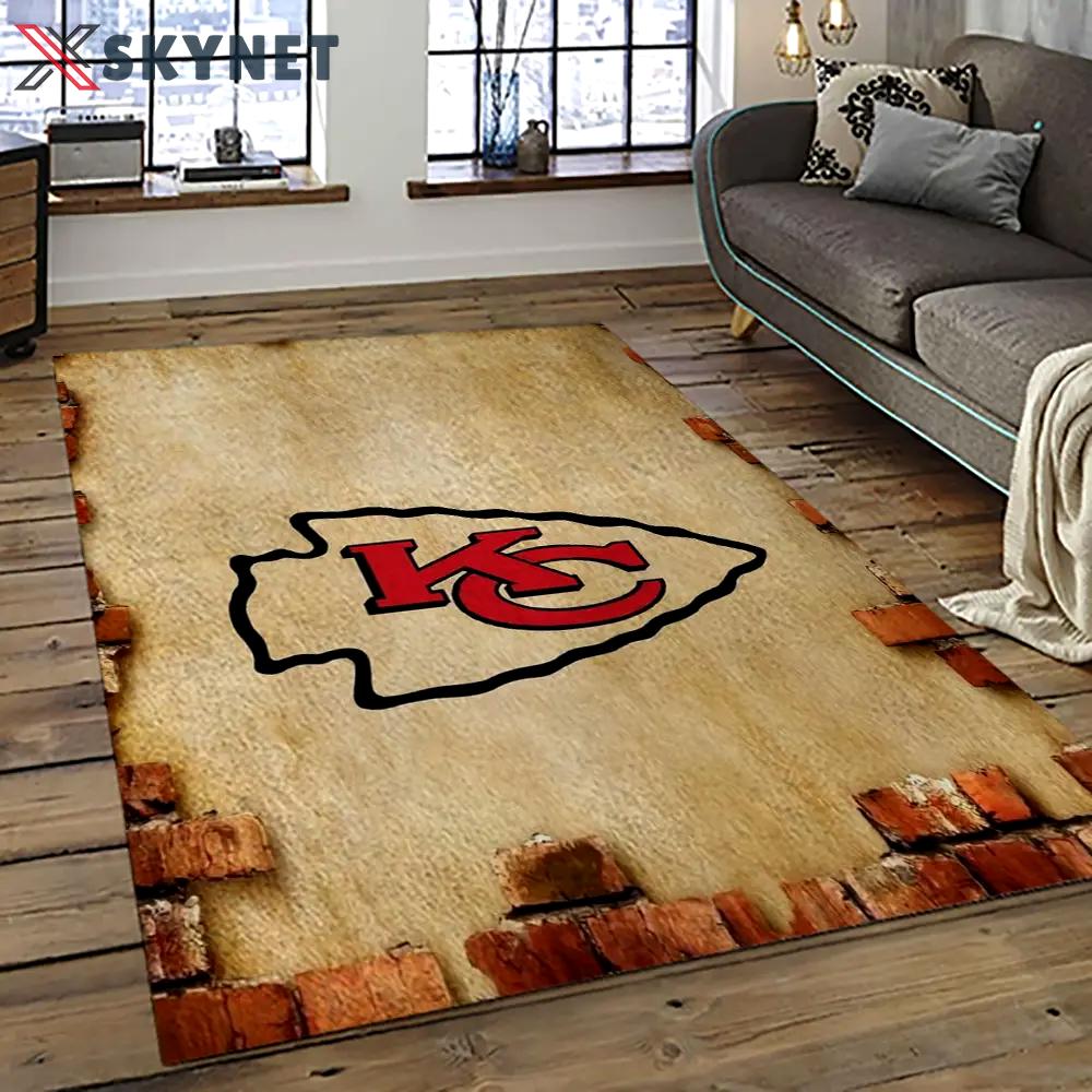 Nfl kansas city chiefs football team logo sport carpet rectangle area rug for living room kcc79 Rectangle Rug