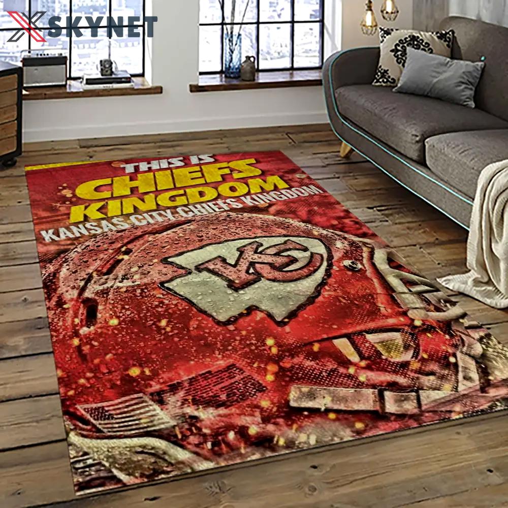 Nfl kansas city chiefs football team logo sport carpet rectangle area rug for living room kcc84 Rectangle Rug