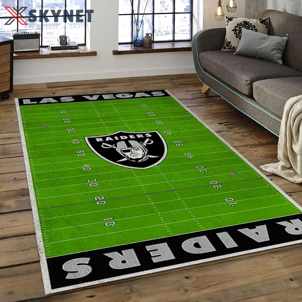 Nfl las vegas raiders football team logo rectangle area rug lvr01 Rectangle Rug