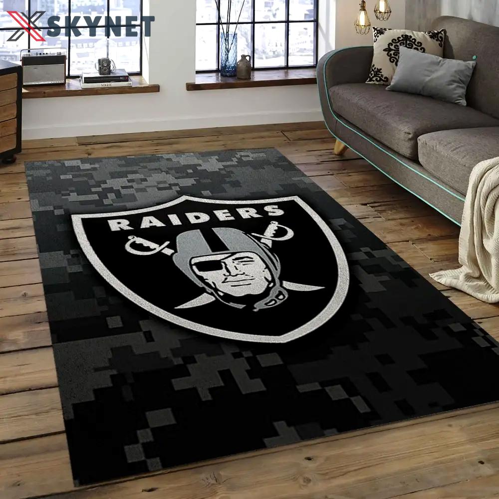 Nfl las vegas raiders football team logo rectangle area rug lvr28 Rectangle Rug
