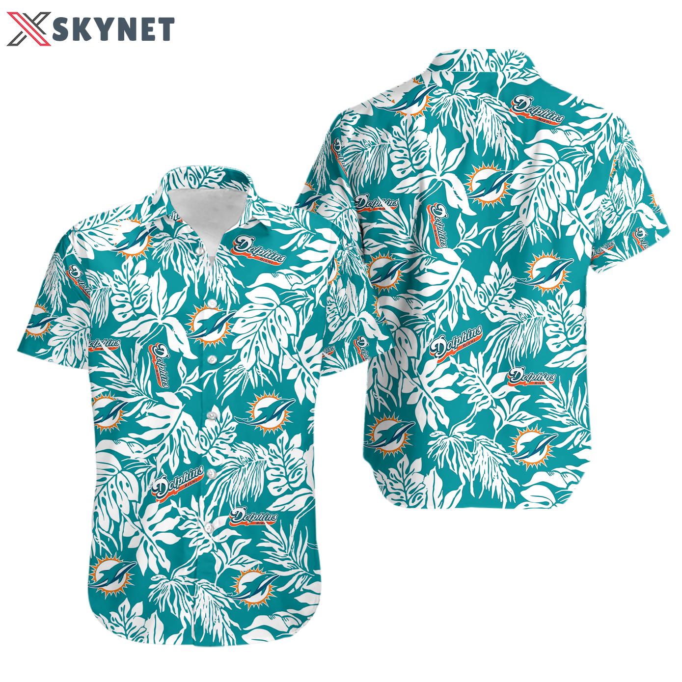 Nfl miami dolphins tropical leafs hawaiian shirt Hawaii Shirt Shorts & Flip Flops