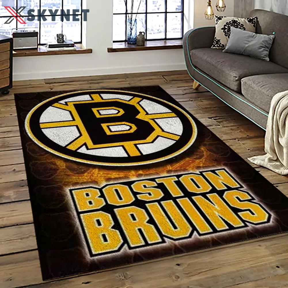 Nhl boston bruins hockey team logo sport carpet rectangle area rug for living room bb11 Rectangle Rug