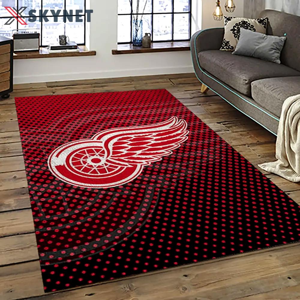 Nhl detroit red wings hockey team logo sport carpet rectangle area rug for living room drw85 Rectangle Rug