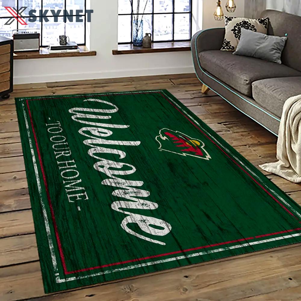 Nhl minnesota wild hockey team logo sport carpet rectangle area rug for living room mw11 Rectangle Rug