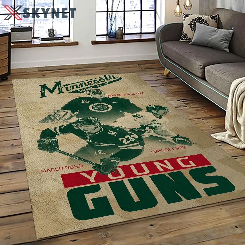 Nhl minnesota wild hockey team logo sport carpet rectangle area rug for living room mw27 Rectangle Rug