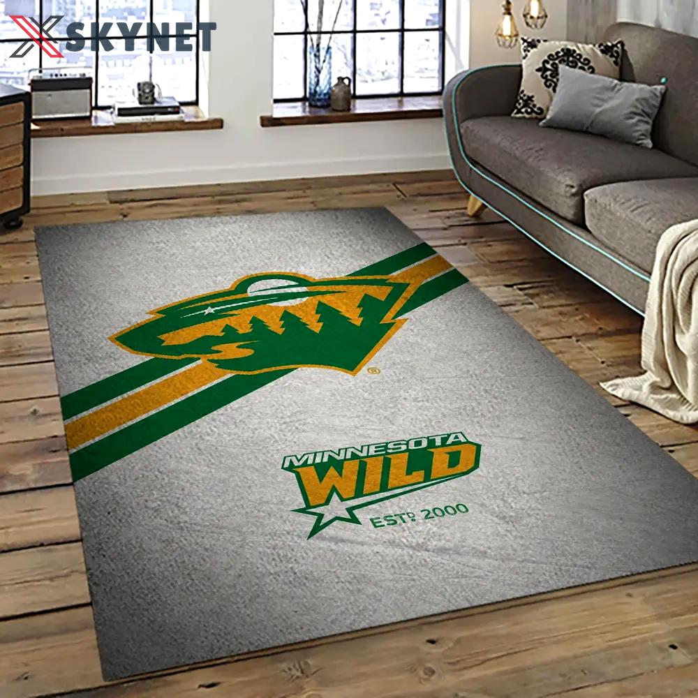 Nhl minnesota wild hockey team logo sport carpet rectangle area rug for living room mw31 Rectangle Rug