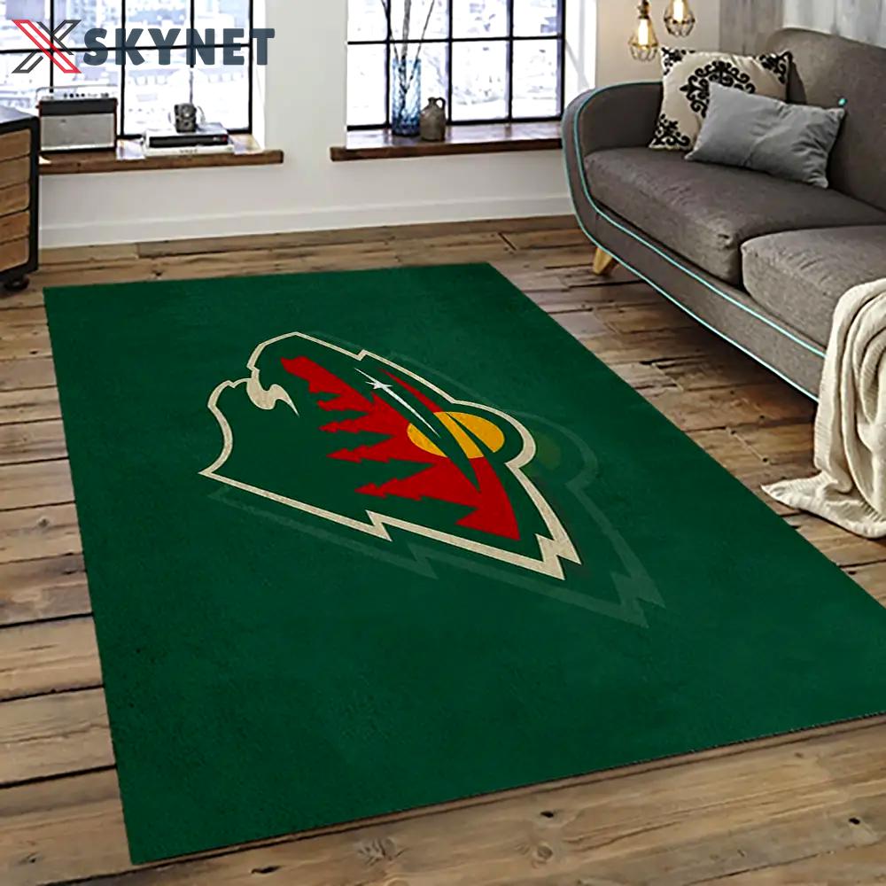Nhl minnesota wild hockey team logo sport carpet rectangle area rug for living room mw34 Rectangle Rug
