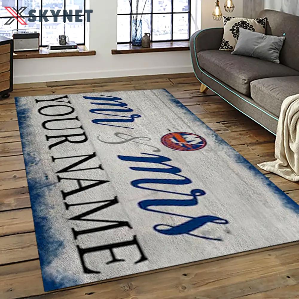 Nhl new york islanders hockey team logo sport carpet rectangle area rug for living room nyi20 Rectangle Rug