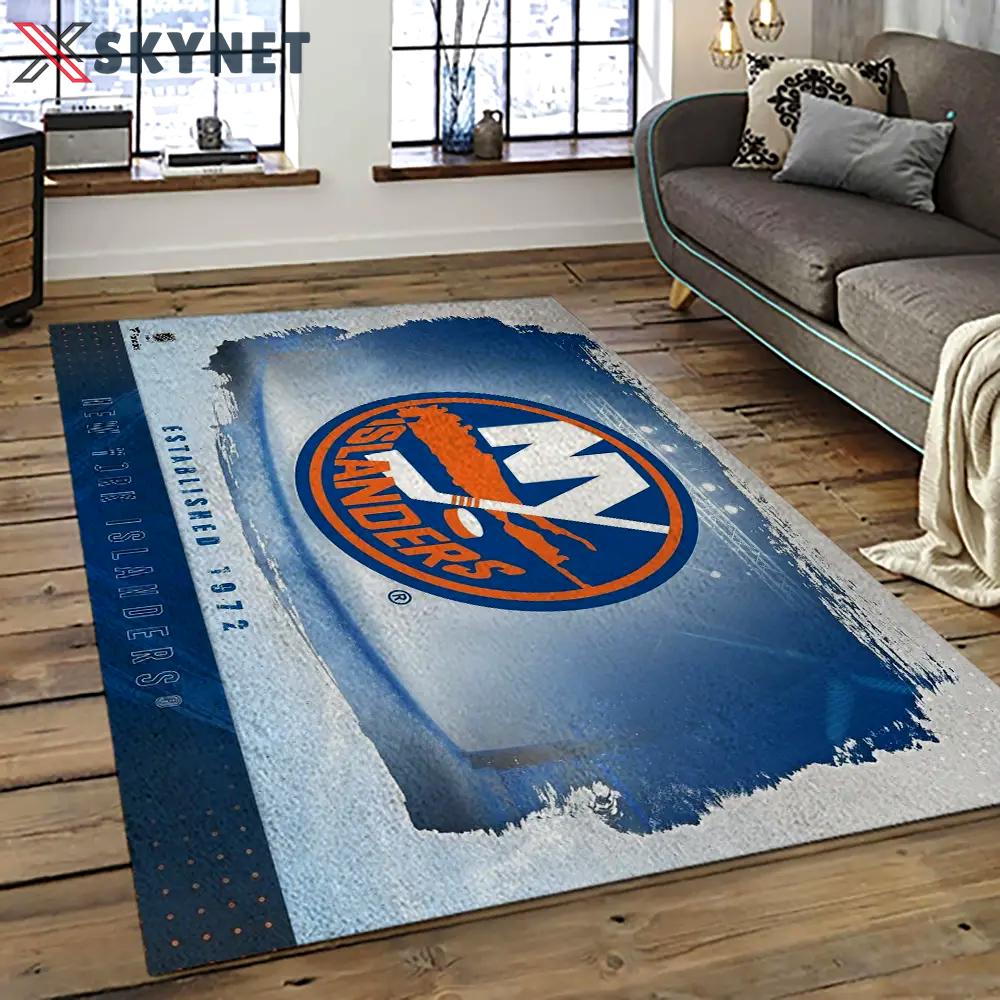 Nhl new york islanders hockey team logo sport carpet rectangle area rug for living room nyi28 Rectangle Rug