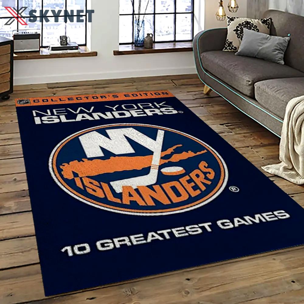 Nhl new york islanders hockey team logo sport carpet rectangle area rug for living room nyi32 Rectangle Rug