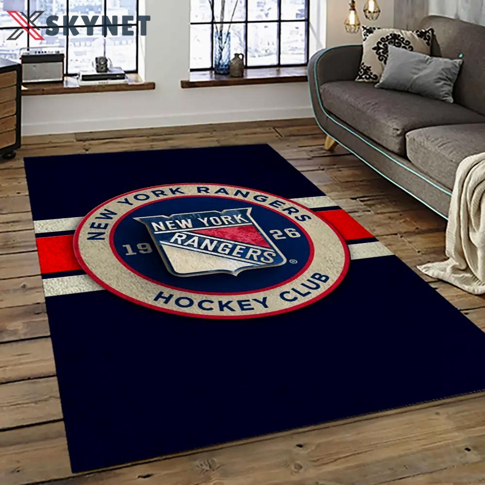 Nhl new york rangers hockey team logo sport carpet rectangle area rug for living room nyr17 Rectangle Rug