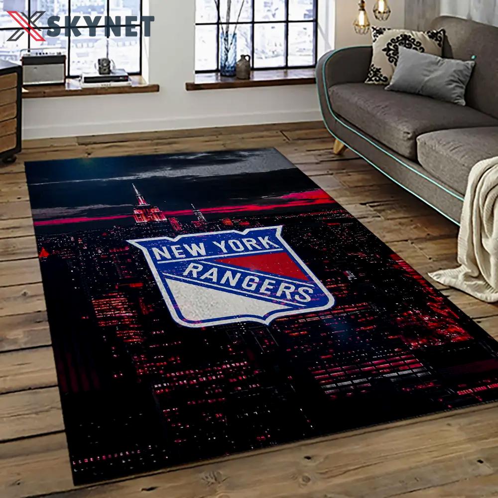 Nhl new york rangers hockey team logo sport carpet rectangle area rug for living room nyr42 Rectangle Rug