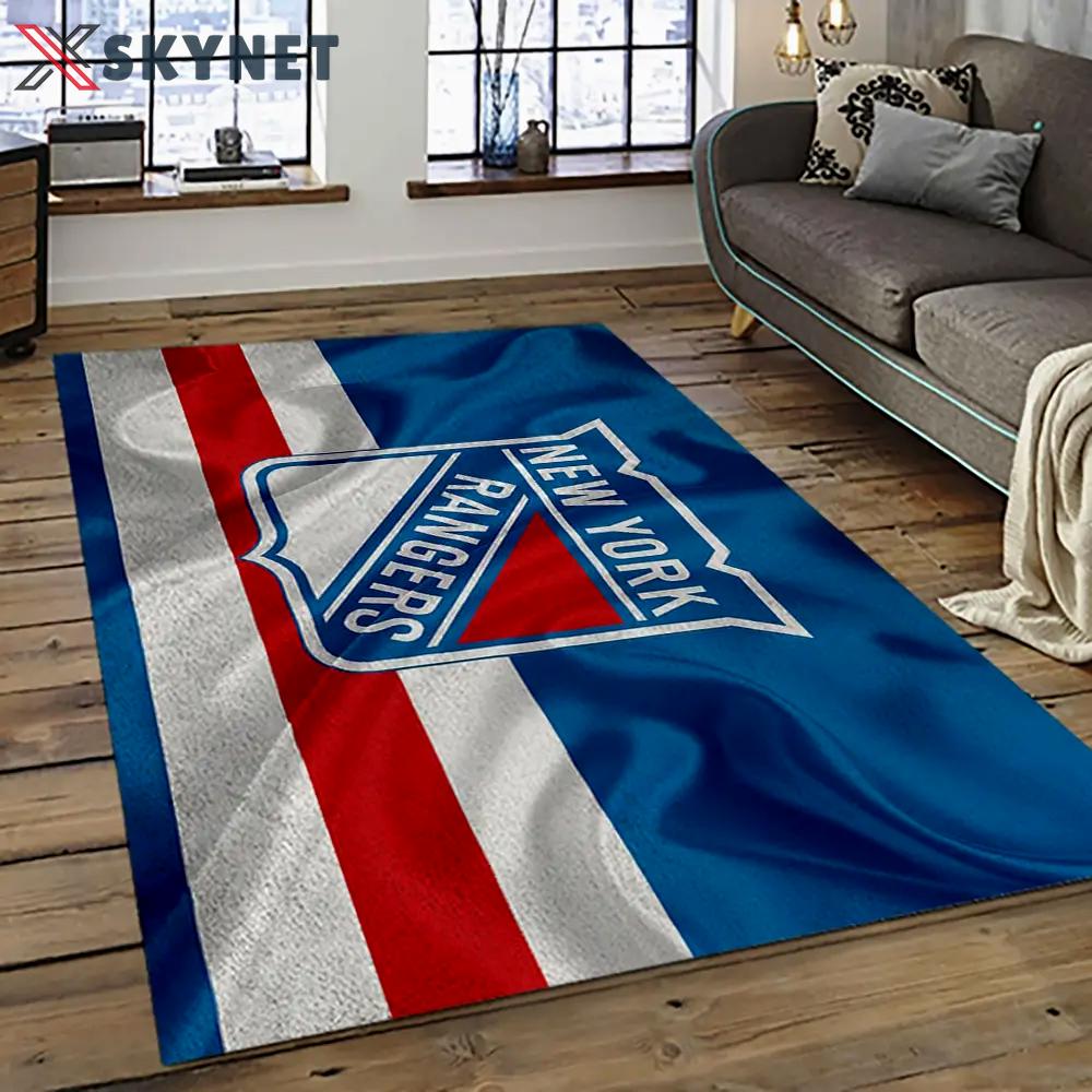 Nhl new york rangers hockey team logo sport carpet rectangle area rug for living room nyr64 Rectangle Rug
