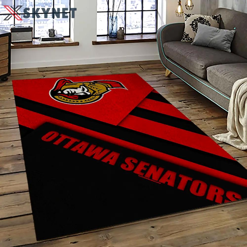 Nhl ottawa senators hockey team logo sport carpet rectangle area rug for living room os47 Rectangle Rug