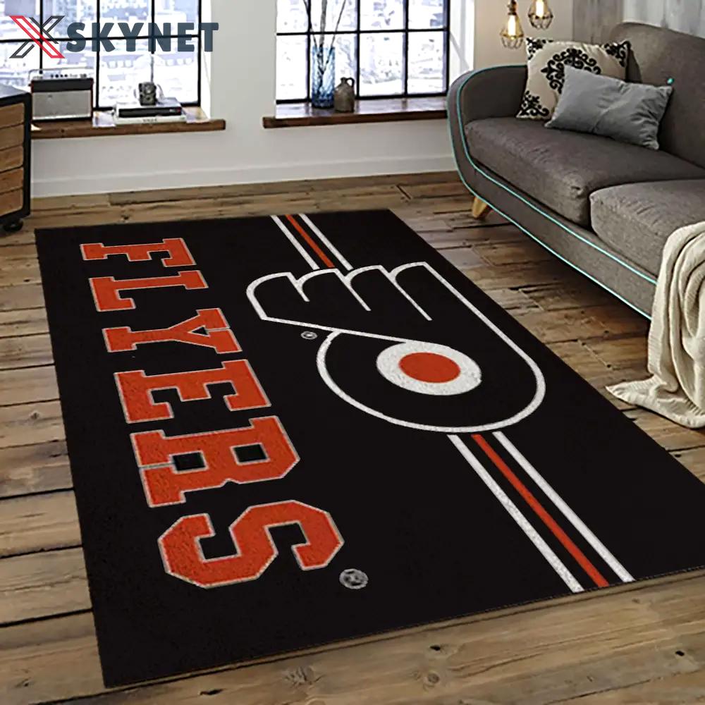 Nhl philadelphia flyers hockey team logo sport carpet rectangle area rug for living room pf10 Rectangle Rug