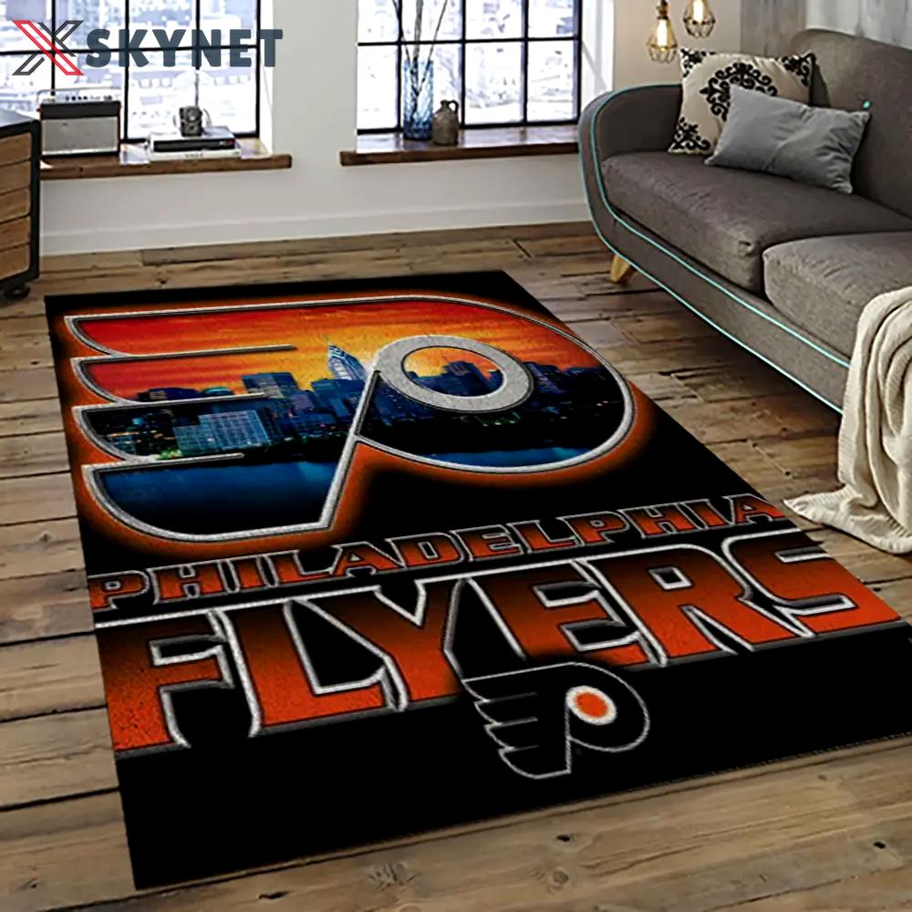 Nhl philadelphia flyers hockey team logo sport carpet rectangle area rug for living room pf26 Rectangle Rug