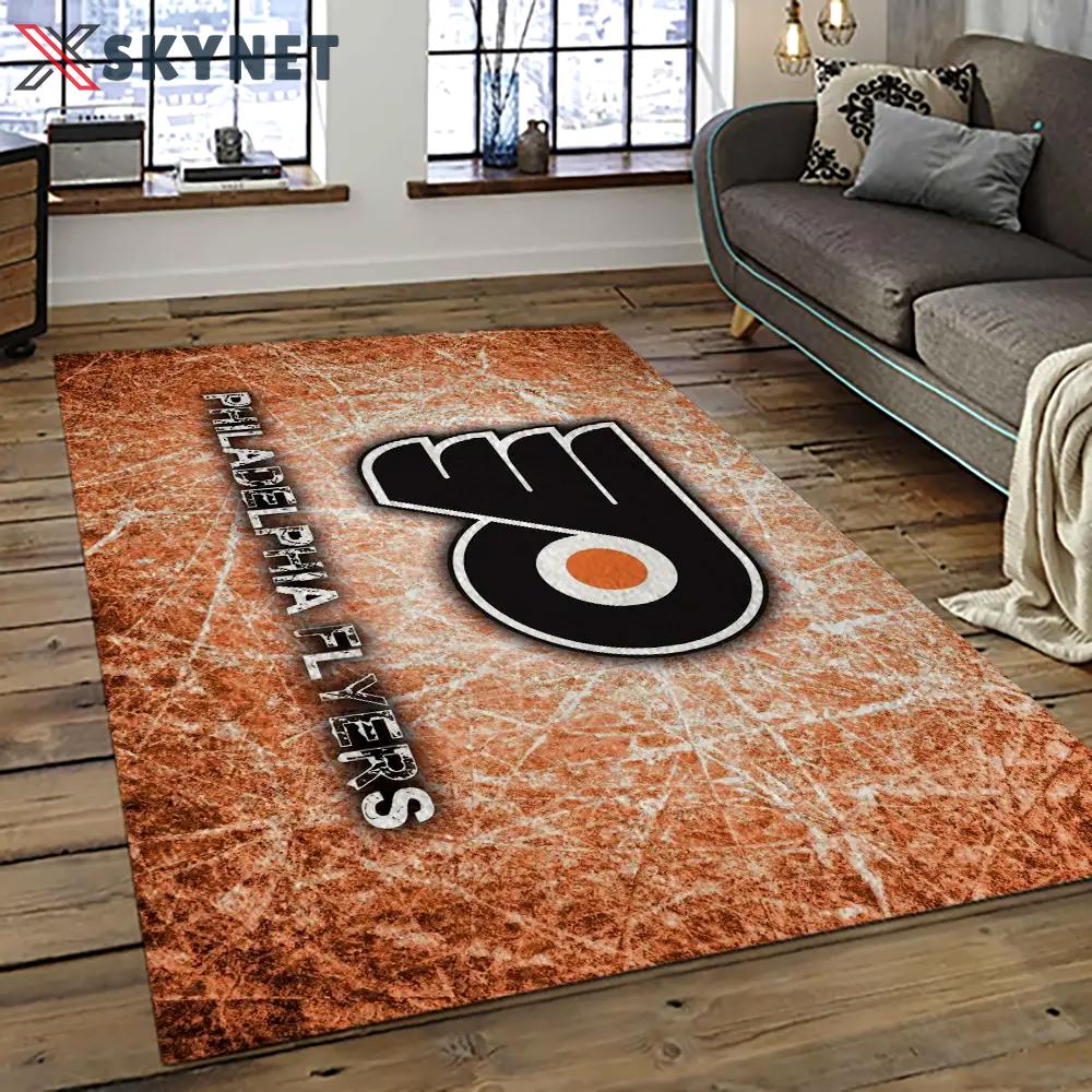 Nhl philadelphia flyers hockey team logo sport carpet rectangle area rug for living room pf33 Rectangle Rug