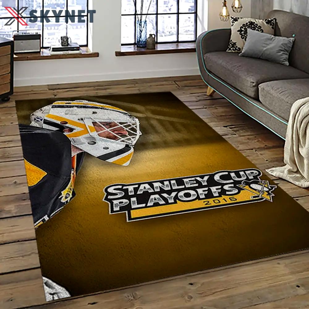 Nhl pittsburgh penguins hockey team logo sport carpet rectangle area rug for living room pp43 Rectangle Rug