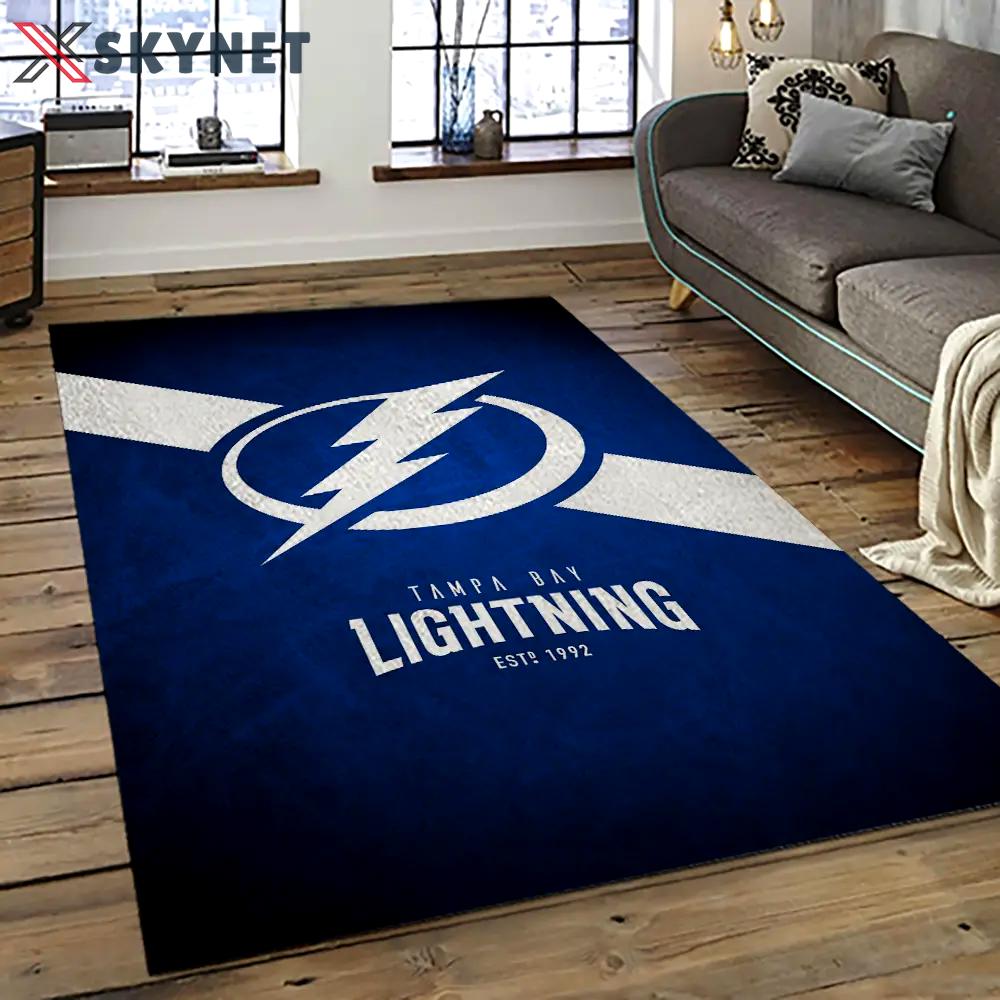 Nhl tampa bay lightning hockey team logo sport carpet rectangle area rug for living room tbl34 Rectangle Rug