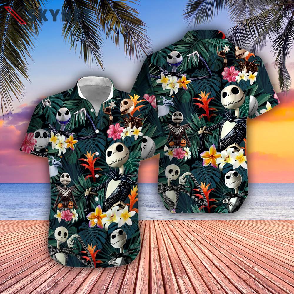 Nightmare before christmas hawaiian shirt tropical jack skellington hawaiian shirt Hawaii Shirt Shorts & Flip Flops