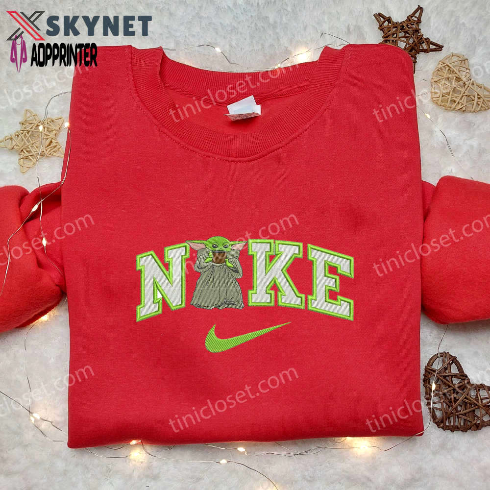 Nike baby yoda woman embroidered shirt – star wars swoosh tee Embroidered Shirt