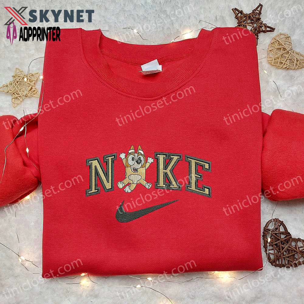 Nike cartoon embroidered shirt – bingo x bluey inspired design Embroidered Shirt