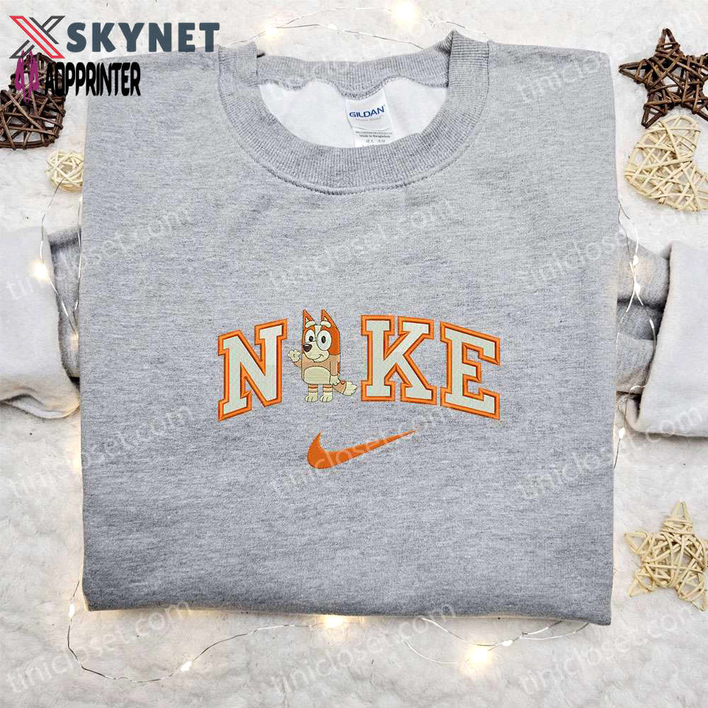 Nike cartoon embroidered sweatshirt – bingo hi x bluey shirt nike inspired design Embroidered Shirt
