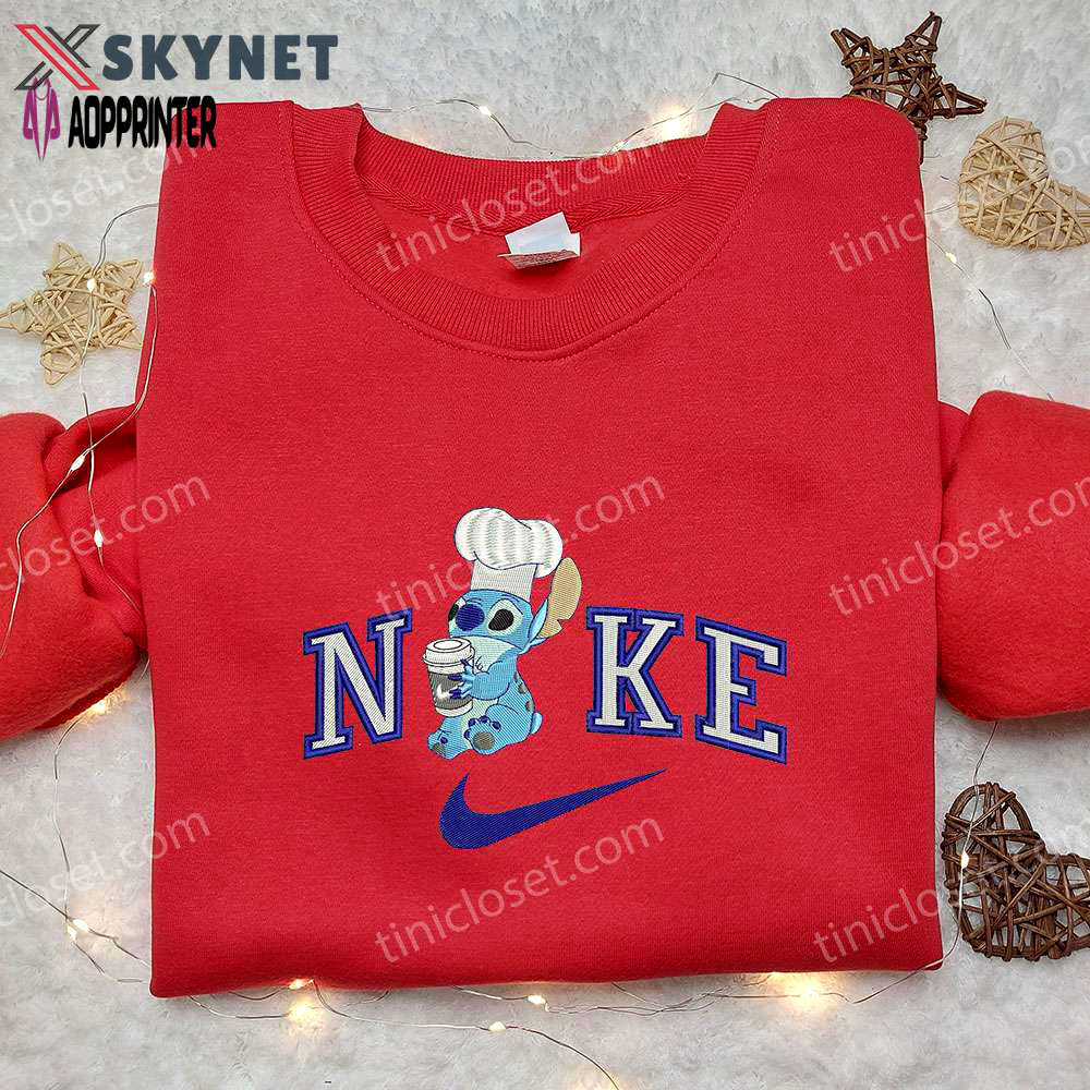 Nike chef stitch embroidered sweatshirt – lilo & stitch cartoon shirt nike inspired Embroidered Shirt
